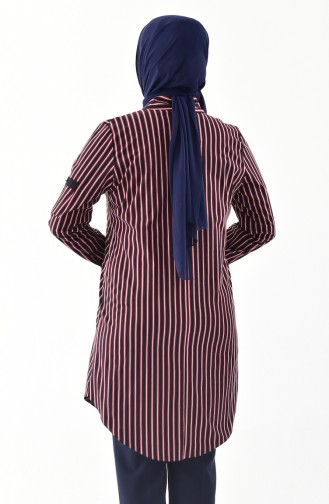 Large Size Striped Tunic 3529A-01 Black Red 3529A-01