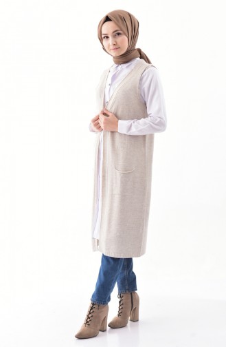 Knitwear Vest with Pocket  4116-01 Beige 4116-01