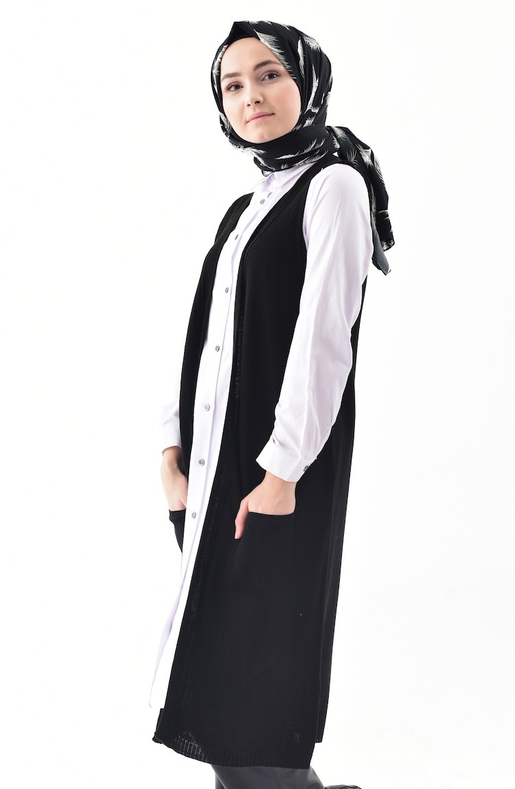 Triko Cepli Yelek 4116-04 Siyah