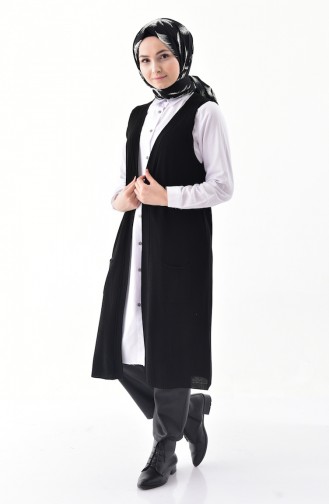 Triko Cepli Yelek 4116-04 Siyah