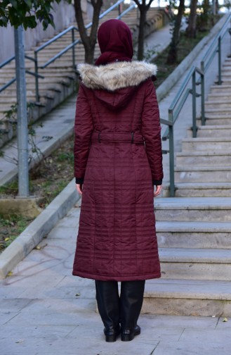SUKRAN Pocketed Quilted Coat 35793-02 Claret Red 35793-02