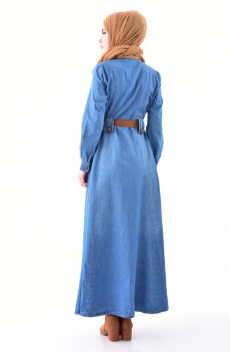 MISS VALLE Belted Jeans Abaya 8900-02 Blue Jeans 8900-02