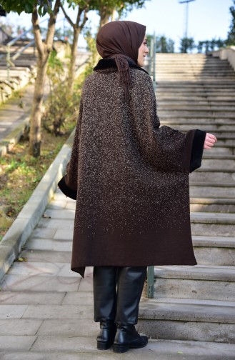 Knitwear Buttoned Poncho 0041-06 Brown 0041-06