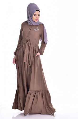 Hijab Kleid mit Knopf 1247-08 Nerz 1247-08
