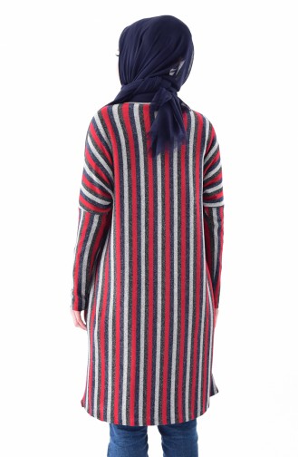 Striped Seasonal Tunic 7763-03 Gray Red 7763-03