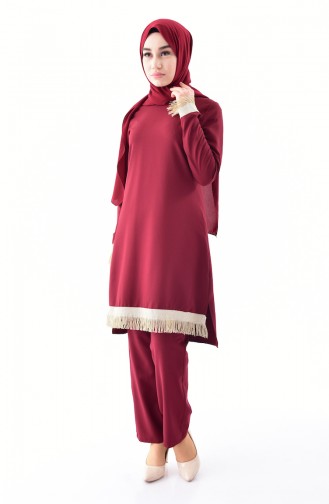 Tasseled Tunic Trousers Double Suit 19002-02 Claret Red 19002-02