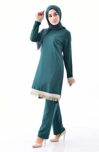 Tasseled Tunic Trousers Double Suit 19002-01 Emerald Green 19002-01