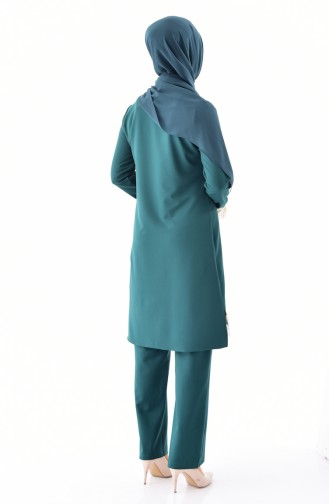 Püsküllü Tunik Pantolon İkili Takım 19002-01 Zümrüt Yeşil