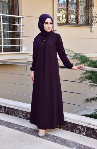 Kolu Lastikli Elbise 7858-04 Mor