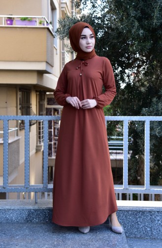 Kolu Lastikli Elbise 7858-05 Taba