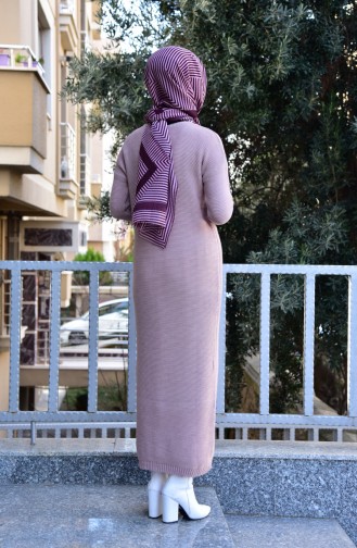 فستان تريكو بتصميم طويل 8101-08 لون وردي 8101-08