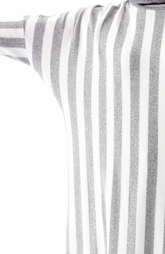 Bat Sleeve Striped Tunic 7748-02 Gray Ecru 7748-02