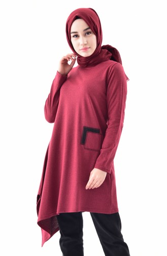 توبانور تونيك بتصميم غير متماثل الطول 3065-04 لون خمري 3065-04