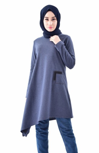 Asimetrik Tunik 3065-05 İndigo