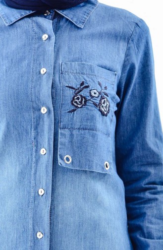 Embroidered Jeans Jacket 0714-02 Jeans Blue 0714-02