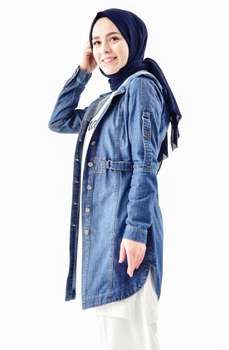 Veste Jean a Capuche 6035-02 Bleu Marine 6035-02