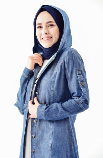 Hooded Jeans Jacket 6035-02 Navy Blue 6035-02