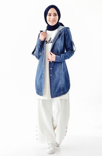 Hooded Jeans Jacket 6035-02 Navy Blue 6035-02