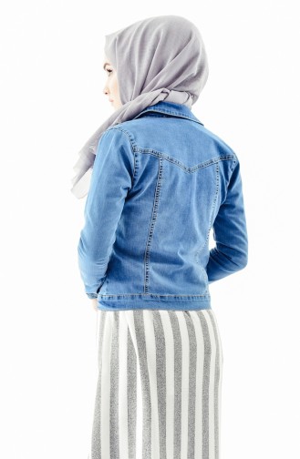 Fermuarlı Kot Ceket 6037-01 Kot Mavi