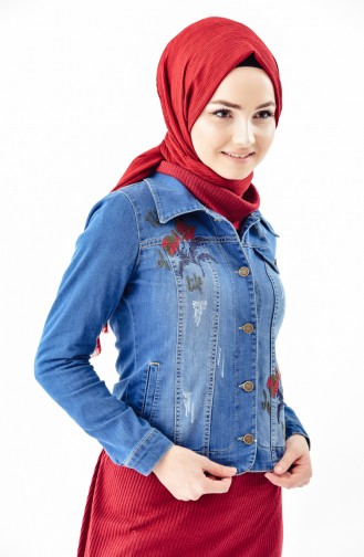 Bestrickte Jeans Jacke 6040-01 Jeansblau 6040-01