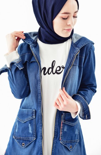 Hooded Jeans Jacket 9256-01 Navy Blue 9256-01