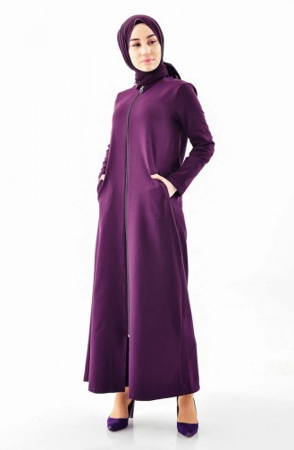 Zippered Abaya  2047-02 Purple 2047-02
