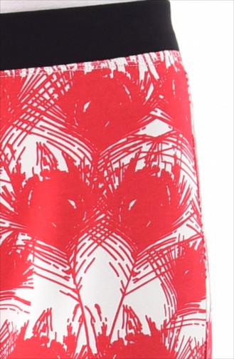 Desenli Bol Paça Pantolon 01982A-03 Kırmızı