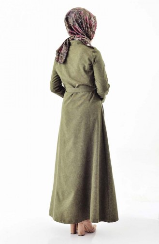 Geknöpfter Hijab Mantel mit Band 61270-05 Khaki 61270-05