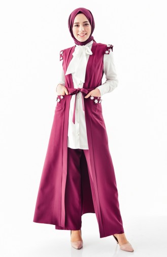 MISS VALLE 3 Pcs Suit 8661-04 Plum White 8661-04