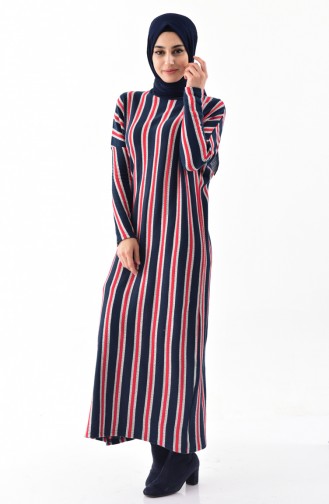 Navy Blue Hijab Dress 7781-01