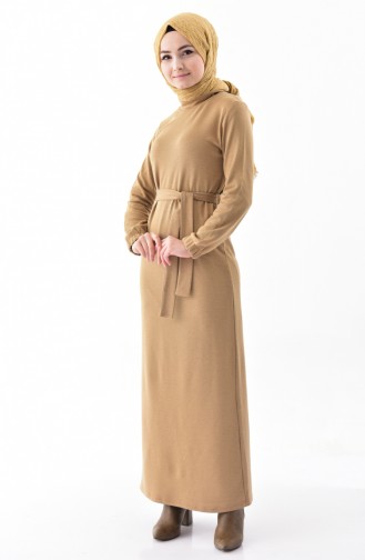 ايلميك فستان مُحاك بتصميم حزام للخصر 5212-03 لون بني مائل للرمادي 5212-03