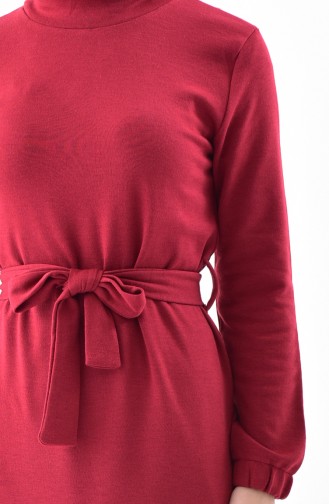 iLMEK Belted Knitted Dress 5212-04 Claret Red 5212-04