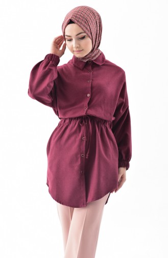 Beli Pleated Buttoned Tunic 0851-04 Claret Red 0851-04