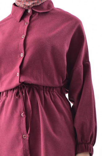 Beli Pleated Buttoned Tunic 0851-04 Claret Red 0851-04