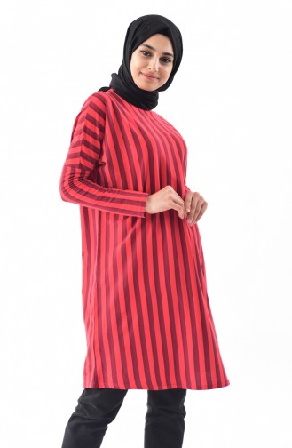 Striped Long Tunic 7779-01 Red 7779-01