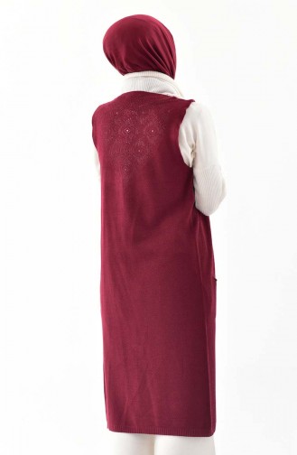 iLMEK Knitwear Pocketed Vest 4116-09 Claret Red 4116-09