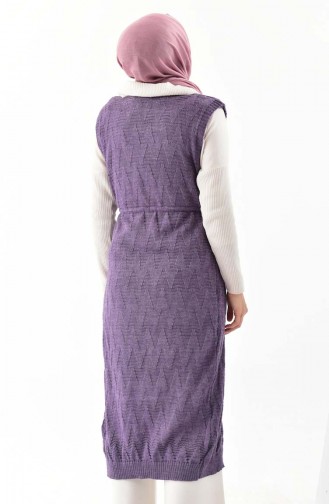 Knitwear Pocket Long Vest 8107-08 Purple 8107-08