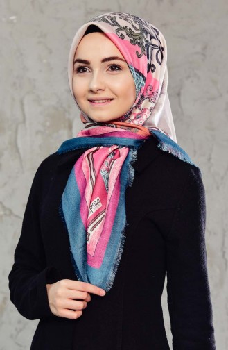 Desenli Cotton Eşarp 901433-06 Petrol