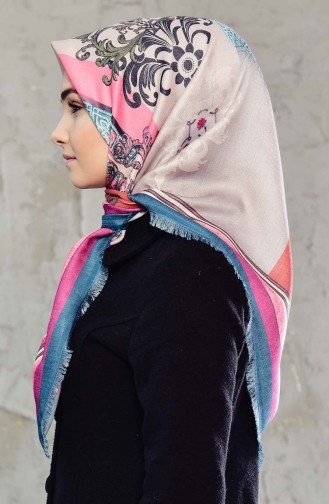 Desenli Cotton Eşarp 901433-06 Petrol