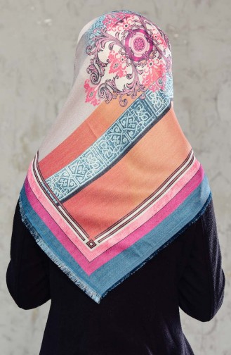 Desenli Cotton Eşarp 901433-06 Petrol