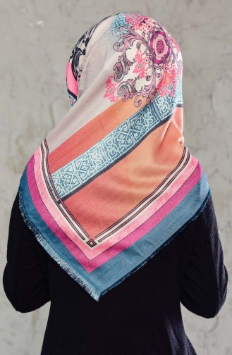 Desenli Cotton Eşarp 901433-06 Petrol