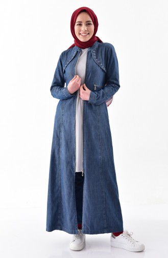 Abaya Jean Bordée 9261-01 Bleu Marine 9261-01