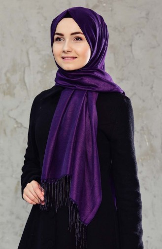Düz İnce Tafta Şal 901430-04 Koyu Mor