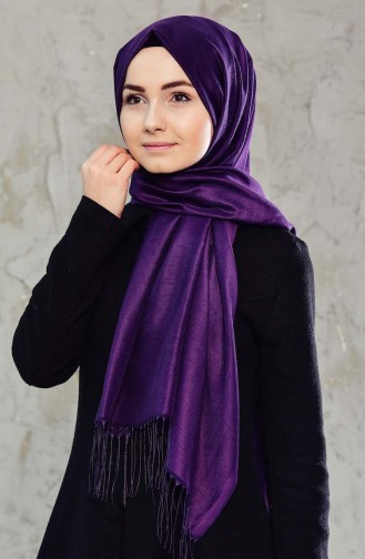 Düz İnce Tafta Şal 901430-04 Koyu Mor