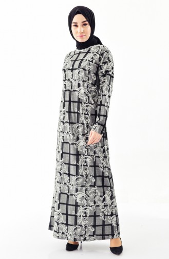 دلبر فستان لامع بتصميم اكمام واسعة 9979-01 لون رمادي 9979-01