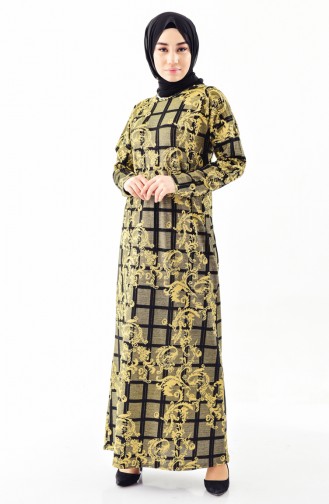 دلبر فستان لامع بتصميم اكمام واسعة 9979-02 لون ذهبي 9979-02