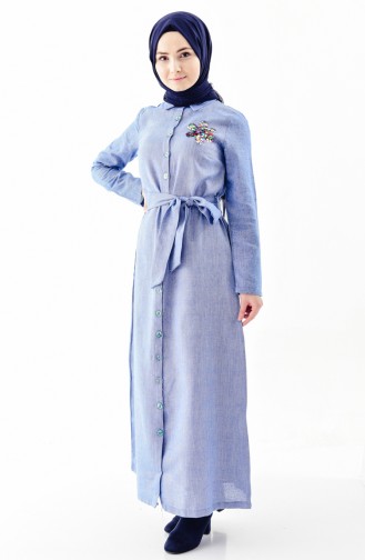 Sequin Belted Dress 4409-02 Blue 4409-02