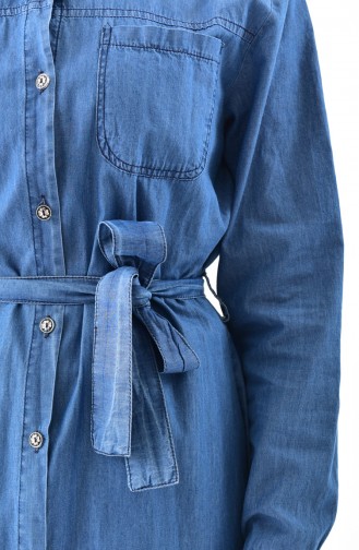 تونيك جينز بتصميم حزام خصر وبمقاسات كبيرة 1905-01  لون أزرق جينز 1905-01