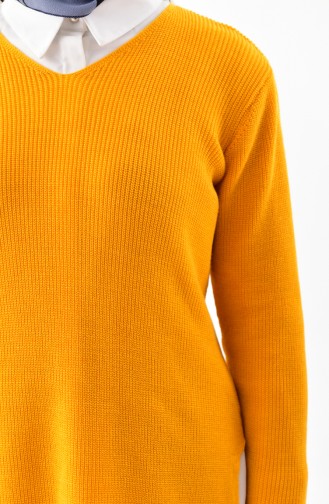 Asymmetrical Knitted Pullover 2035-07 Dark Yellow 2035-07