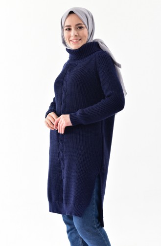 Polo-neck Knitwear Sweater 3872-20 Navy blue 3872-21